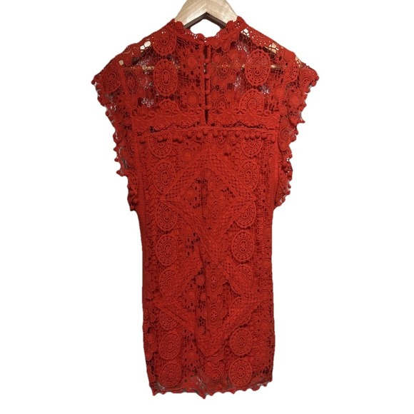 Tularosa Clayton Pom Pom Crochet Mini Dress Red Women's Size Medium - Picture 8 of 11